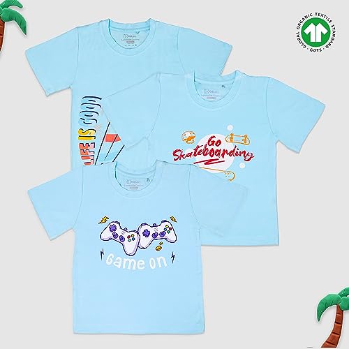 Image of Kidbea Boy's Modern Fit T-Shirt (202307 Blue