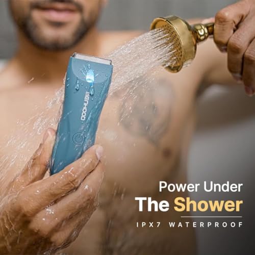 Image of MENHOOD Trimmer 1.0 Pro Blue Edition Waterproof Manscaping Body Ball Groin Trimmer for Men Type-C Wireless Charge LED Spotlight 150 Min Runtime Ceramic Blade IPX7