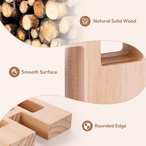 Woodtoe Wooden Building Blocks Set for Kids, 24 PCS Rainbow Gem Cubes Stacking Blocks - 2 Wood House, Montessori Stacking Toy for Toddlers, Educational STEM Sensory Easter Toy for Boys Girls 3-6