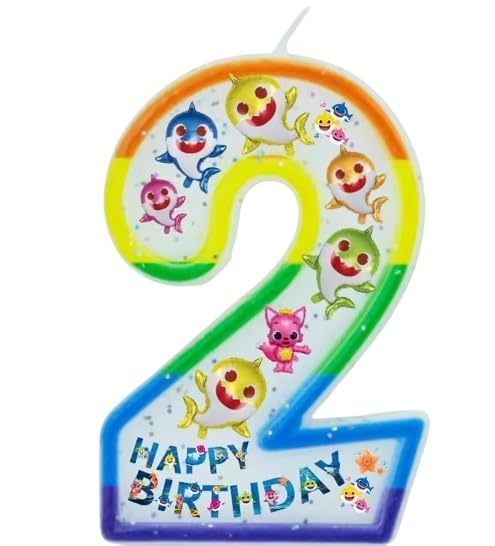 Bougies en forme de chiffre (1er, 2ème, 3ème anniversaire) pour gâteau d'anniversaire Motif océan (numéro 2)
