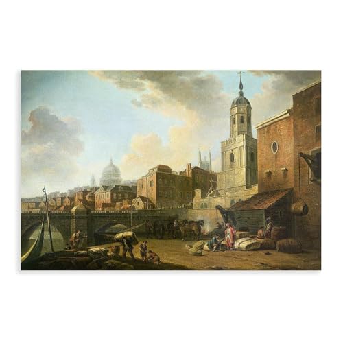 FHDdtR William Marlow,Fresh Wharf Near London Bridge, Poster Bedroom Decor Sports Landscape Office Room Decor Gift Style:Unframe 16x24inch