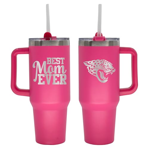Image of The Memory Company 40oz Pink Stainless Steel Colossal Tumbler, Etched, Best Mom Ever Design, Jacksonville Jaguars