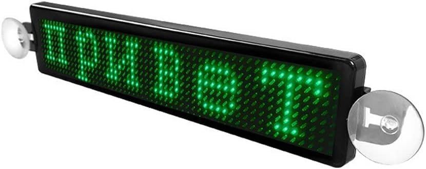Pantalla LED para coche con aviso de mensajes en desplazamiento y logotipo verde