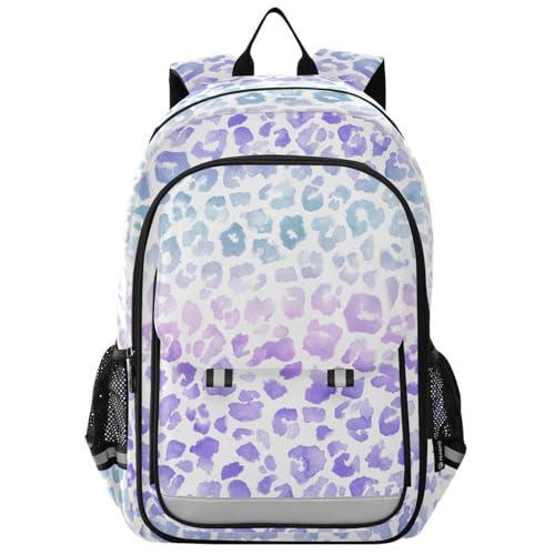 MNSRUU Backpack for School Leopard Purple Tie Dye Laptop Backpack Womens Travel Backpack Mens Casual Daypack College Bookbag Fits 15.6 Inch Laptop