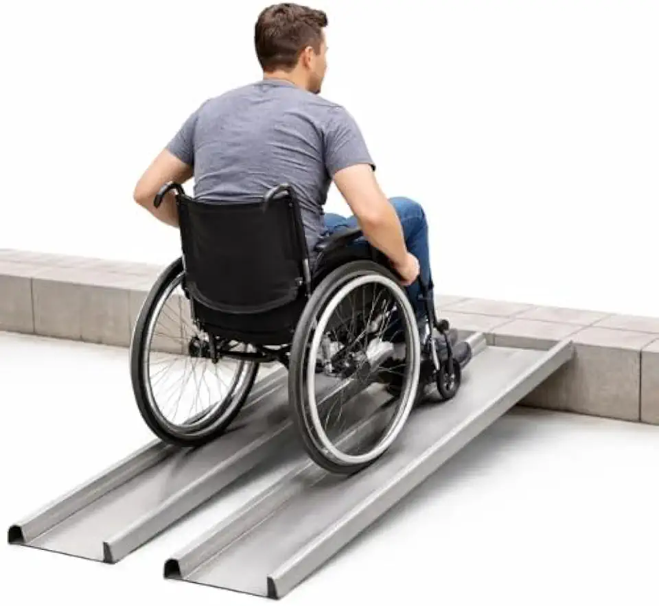 Rampa Acesso Cadeirante Portátil Aço Para Calçada Degrau 1 M