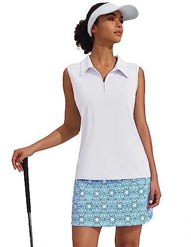 Image of COOrun Women's Golf Polo T Shirts Lightweight Moisture Wicking Sleeveless Shirt Quick Dry Zipper Tank Top