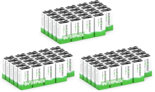 Image of DURNERGY 9 Volt Battery, 9V Batteries 72 Pack, Smoke Detector Battery 9V 6LR61 Battery Square Batteries 9V Alkaline Batteries