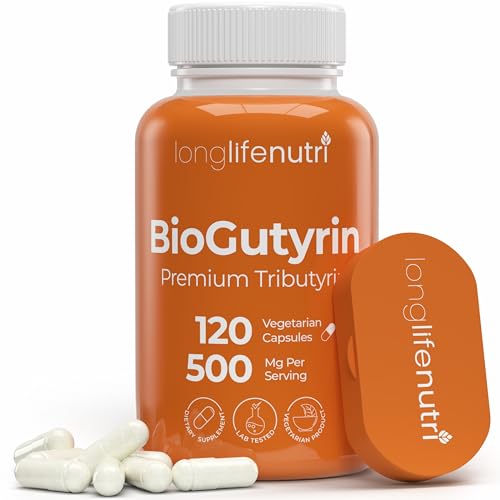 BioGutyrin – Tributyrin 500mg, Postbiotic Supplement for Gut Function & Nutrient Absorption, 120 Vegetarian Capsules, Butyric Acid for Butyrate Production, 4-Month Supply, GMP Certified, Made in USA