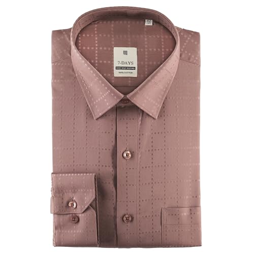Image of 7-DAYS Men's Premium Formal Shirts - Regular Fit, Full Sleeve, 100% Pure Cotton, Self-Design, with Pocket - Stylish Office Shirts for Men