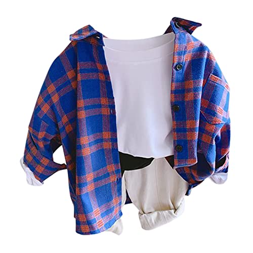 Kids Sherpa Lined Plaid Jacket Girls Boys Flannel Shirt Brushed Cozy Outdoor Work Shacket Toddler Button Down Jackets