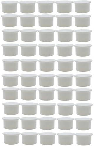 Poolzilla 50 Pack White Pool Safety Fence Hole Cover | 1" Diameter that Fits Into a 1" Sleeve | Deck and Patio Safety Ground Caps