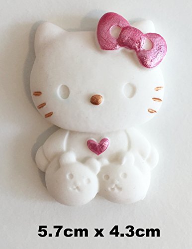 Holly Cupcakes Gorgeous Large Sugar Hello Kitty Cake Topper - Pink, 1 Count, 5.7cm x 4.3cm, Birthday Occasion