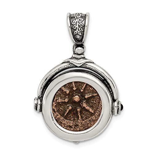 Ancient Coins 925 Sterling Silver Bronze Widowmite Coin Reversible Pendant Charm Necklace A Certificate Of Authenticity Bezel Fine Jewelry For Women Gifts For Her #TOP7