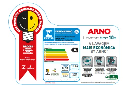 Lavadora de Roupas Semi Automática Arno 11 Kg Lavete Eco ML91 Cinza/Amarelo 110V