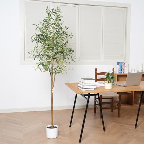 Sillaff Olive Tree 6FT Fake Tree Faux Plants Indoor with Pot Artificial Tree Nearly Natural Olive Branches and Fruits for Living Room Home Office Decorations — view 2