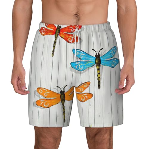 Short de bain pour homme imprimé libellule et clôture