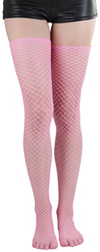Image of ToBeInStyle Women's Seductive Punk Rock Basic Unfinished Rawedge Fishnet Thigh Highs
