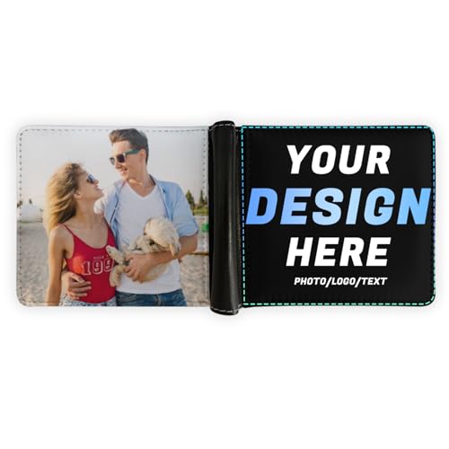 Custom Wallets for Men,Personalized Wallets with Photo Text Double Sided Print,Customized Wallet Gift for Husband Boyfriend Dad Son (Double-sided print)