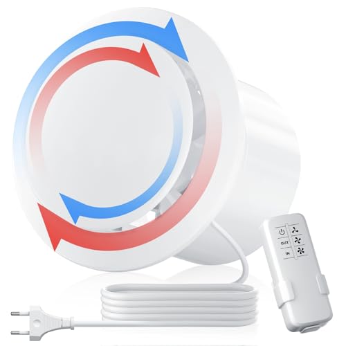 Hon&Guan 100mm Extractor de Baño de 2 Vías con Función de Memoria Mejorada, Fácil Instalar 3 Velocidades Ventilador de Aire con Control Remoto, Extractor Baño Silencioso para Baños Cocina Garaje Ático