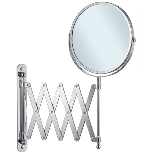Blue Canyon Extending Bathroom Wall Mirror Double-Sided 1x/3x Magnification Wall Mounted Vanity Mirror with Extendable Arm Swivel & Tilting Design for Makeup Shaving & Grooming