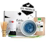 Origeens MATCHA KIT AZUR - Cuenco te matcha artesanal (Portugal), Té Matcha BIO Japonés, Batidor Chasen - Matcha tea kit
