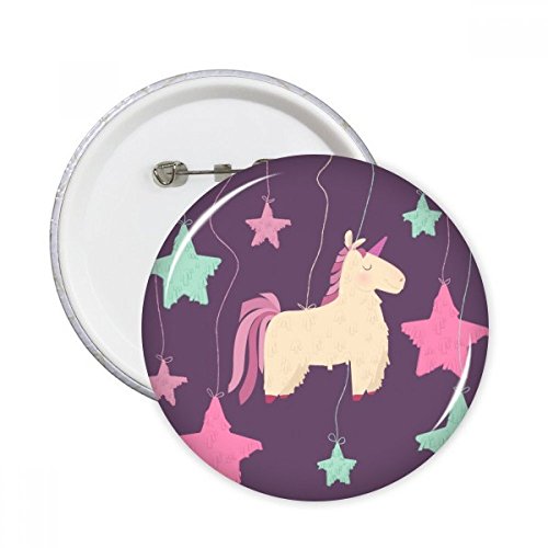 Pins rond licorne étoile catoon décoration vêtements badge bouton multicolore taille S lot de 5