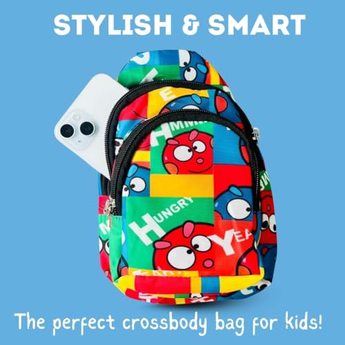 Image of Cots and Cuddles 1pcCartoon Print Colourful Cross body Bags for Boys and Girls Kids School, Picnic, Return Gifts, Office (1pc Crossbody bag)