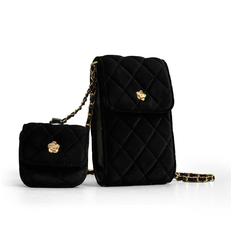 Women's velvet rhombus mini letter zero purse mobile phone bag diagonal shoulder bag