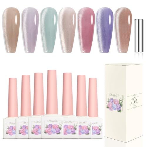 AnRee 7Pcs Cat Eye Gel Nagellack Set