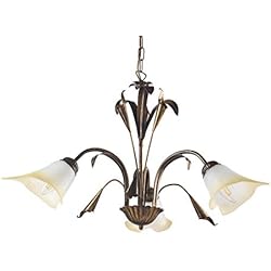 Lamparas Antiguas Techo ONLI Lámpara de 3 Luces Estilo clásico de Metal marrón Cepillado Dorado, Bronce, 3 luci