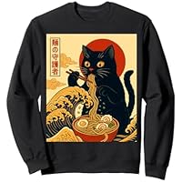 Ramen Wave Ukiyo-e - Palillos de Gato japonés Anime Art Sudadera