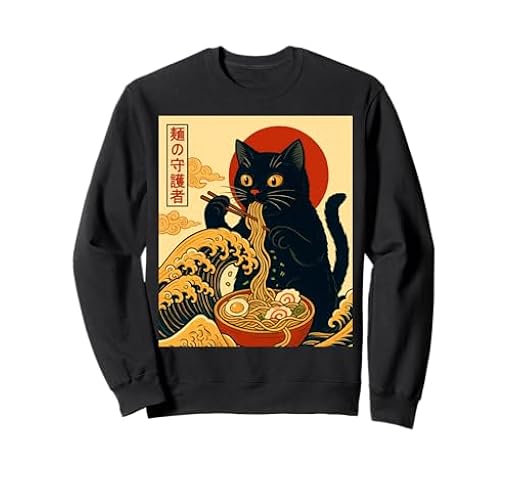 Ramen Wave Ukiyo-e - Palillos de Gato japonés Anime Art Sudadera | Ya disponible en tu tienda friki favorita! En mundofriki.es!