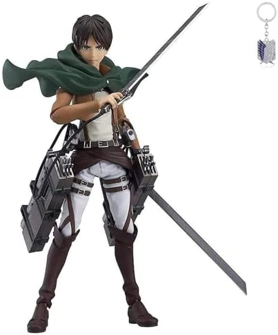WANSHI Eren Yeager Figures, Attack on Titan Action Figure Cosplay Anime Toys PVC Model Collectible Ornaments Cartoon Doll Toys for Kids Adults Gift With Keychain