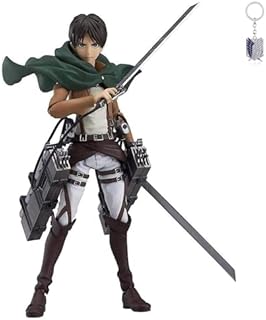 WANSHI Eren Yeager Figures, Attack on Titan Action Figure Cosplay Anime Toys PVC Model Collectible Ornaments Cartoon Doll Toys for Kids Adults Gift With Keychain