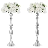 MULTIFUNCIONAL: Puede colocar una bola flores artificiales (que se vende en nuestra tienda) en la parte superior del soporte como una gran decoración de jarrón para días especiales, especialmente para bodas. También puede colocar velas de columna sin llama de cera o LED en parte superior del soporte como un excelente candelabro.