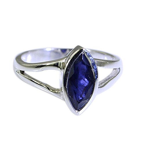 Bague iolite en argent marquise style clos pour femme de taille H à Z