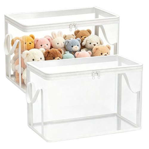 Organizadores de almacenamiento de juguetes, de almacenamiento transparente de 2 piezas, de almacenamiento multifuncional con tapa, para el hogar, dormitorio, sala de juegos, sala de estudio
