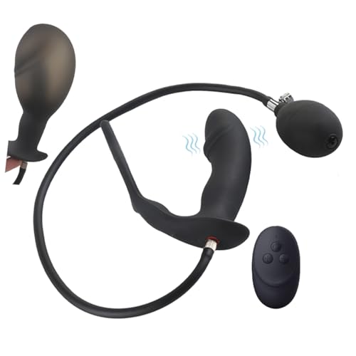 Masseur de prostate, vibromasseur anal, plug anal, anneau pénien, double moteur, 10 modes de vibration, gonflable manuellement, stimulateur de prostate, jouet sexuel pour hommes et femmes