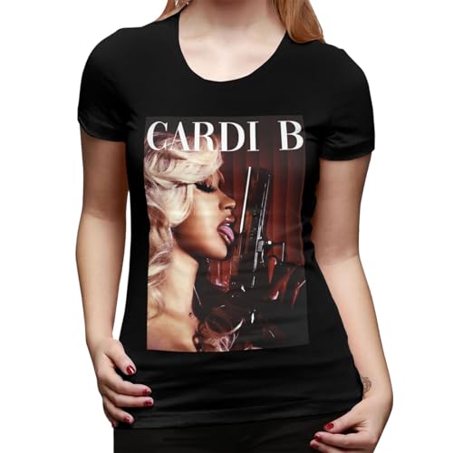 Cardi Musics B Shirt Womens T Shirt Short Sleeve Top Casual Fashion Tee Medium Black