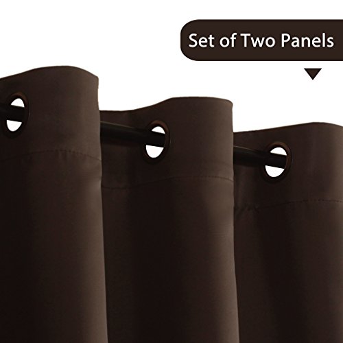 H.versailtex Thermal Insulated Blackout Curtains - Antique Copper Grommet Top Window Drapes - Chocolate Brown - 52" W X 72" L - (Set Of 2 Panels) #TOP1