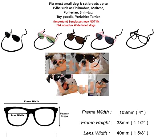 G030 Dog Cat Pet Aviator Costume Glasses For Small Breeds Up To 15Lbs (Black-Clear) #TOP2