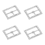 uxcell 4Pcs Rhinestone Roller Buckles, 33mm(1.3') Single Prong Metal Belt Buckle Crystal Triglides Slider Movable Bar Strap Adjuster for Bags Coats Leather Crafts (Silver Tone)