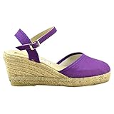 Loygar - Alpargata de Lona con cuña de Esparto de 7cm 571014 Lona Mujer Color: Morado Talla: 38
