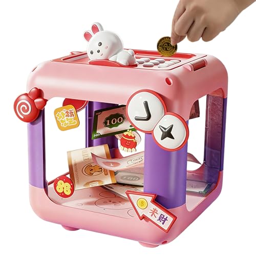 Hucha – De Almacenamiento De Efectivo con Bloqueo De Contraseña De 6,3x6,3x8,27 Pulgadas, Contenedor De Ahorro De Monedas De Gran Capacidad, Diseño De Bóveda Digital Segura | Idea De Regalo para