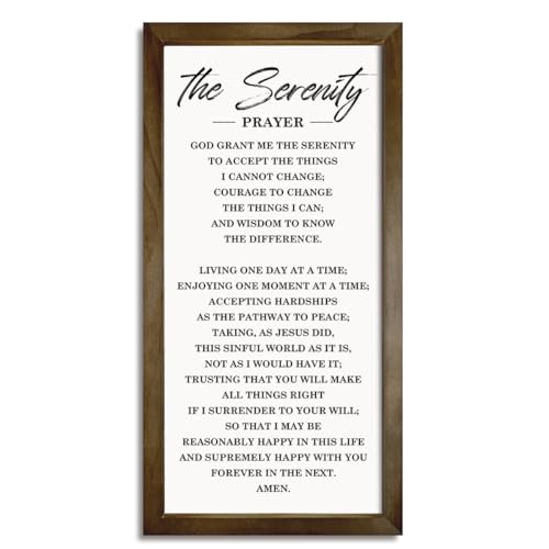 Christian Wall Decoration Motivational Decor Signs Farmhouse Wood Framed Sign 157.50.3 inches Religious Home Decor Church Room Wall Art The Serenity Prayer Sign