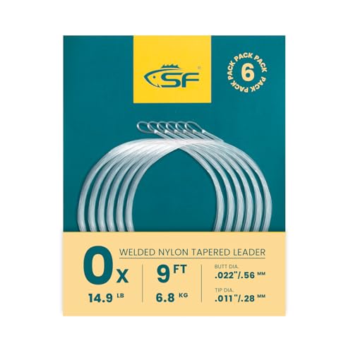 SF Pre-Tied Loop Fly Fishing Tapered Leader Nylon Clear Trout Freshwater Saltwater Bonefish Permit Bass Salmon Steelhead 7.5FT 9FT 10FT 12FT 15FT 0X 1X 2X 3X 4X 5X 6X 7X