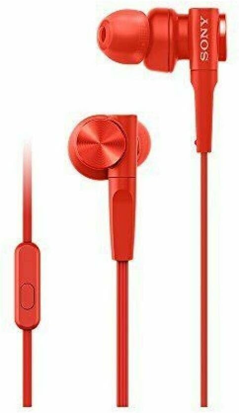 Sony MDR-XB55AP In-Ear Extra Bass Headphones with mic for phone calls - Red