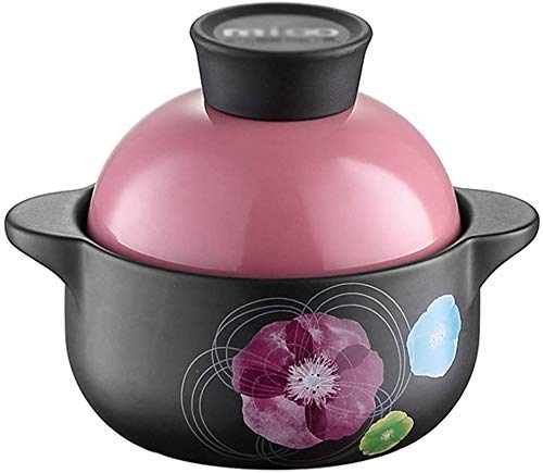 Picnic bag Ceramic Soup Stew Rice Cooker Hot Pot with Lid, Pan Pots for USA Multipurpose, Mini Ceramic Domestic Gas Saucepan 1 person saucepan Rosa