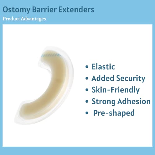 20Pcs Elastic Ostomy Barrier Strips, Adhesive Flange Seal Extender Strip For Colostomy Bags, Ostomy Supplies Curved Ileostomy Tape For Stoma Urostomy Bag, 1Inch Hydrocolloid Skin Barrier Extenders #TOP4