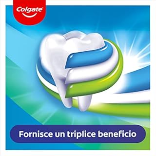 Colgate - Dentifricio Triple Action 12x75ml (Consegna in 48 Ore), Dentifricio Protezione contro la Carie, Denti Bianchi, Alito Fresco, Protezione Smalto, Formula Sbiancante e Rinfrescante
